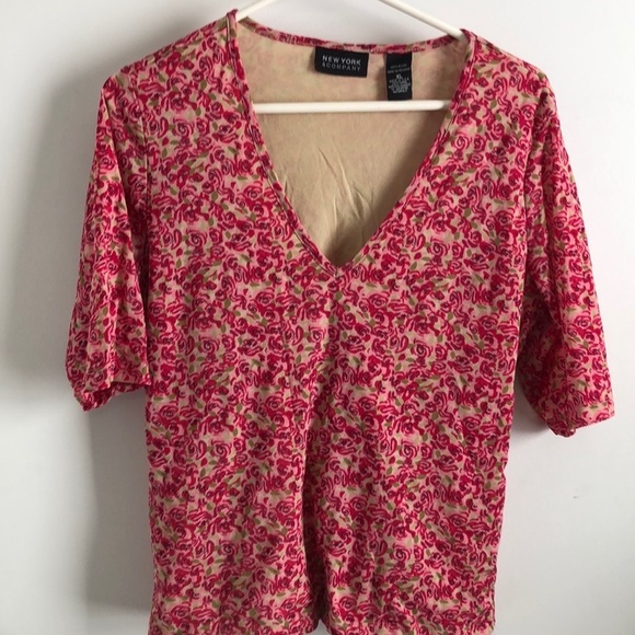 New York & Co. Floral V-Neck Blouse – Vibrant Elegance Size XL T238 - Picture 3 of 6